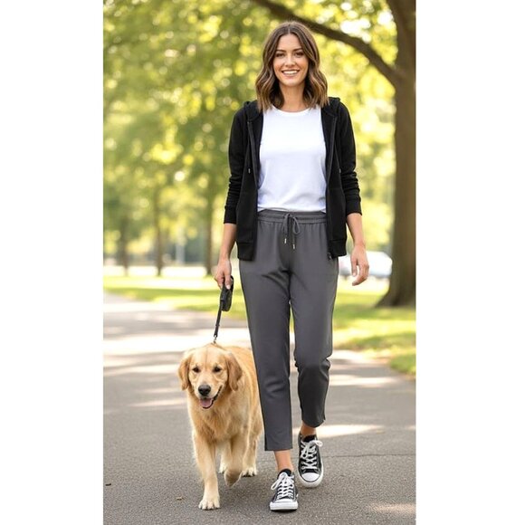 JOIE - Women's gray drawstring waist ankle pants - Picture 2 of 8